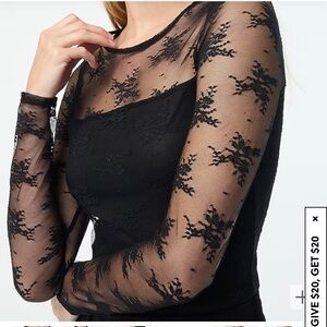 Elegant Black Sheer Lace Top J Crew Factory